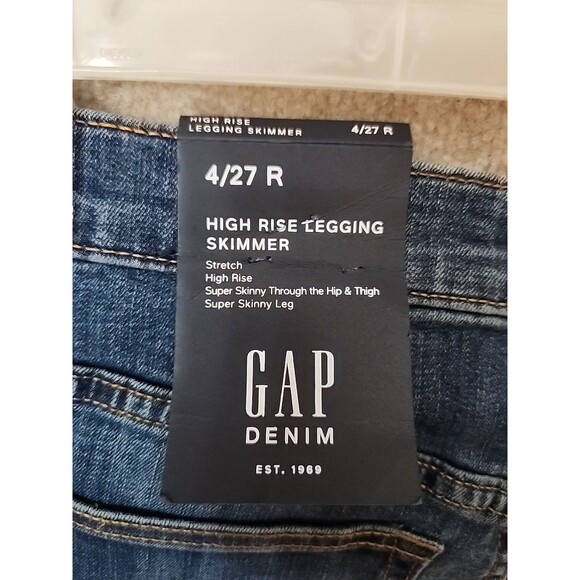 Gap Legging Skimmer Jeans Womens 4 27 Blue Distressed Raw Hem Stretch NEW - Picture 10 of 13